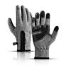 Cycling Gloves Women Touchscreen Full Finger Durable Leather Palm Windproof Mountain Road Bike Riding Gloves with Warm Fleece