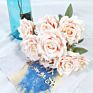 D-Rb002 Novel Design Autumn Dusty Rust Blue Silk Rose Artificial Flowers Bouquet for Wedding Home Decoration