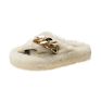 Design Gold Chain Plush Fluffy Slides Bedroom Shoes Womens Faux Fur Slippers