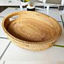 Design Hand Woven Natural Kitchen Serving Storage round Rattan Tray Rattan round Rattan Tray for Food