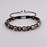 Design Stainless Steel Skull Bracelets Charm Beads Natural Stone Handmade Woven Men Jewelry Beads Macrame Bracelet Men