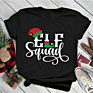 Digital Printed Tshirts Merry Christmas Clothes Black Cotton Graphic Women T Shirt