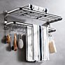 Drying Mounted Tiered Hanger Metal Stainless Steel Shelf Hook Bathroom Hung Rail Wall Mount Towel Rack