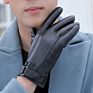 Ds39 Cycling Driving Leather Mittens Thickened Waterproof Lining Pu Leather Gloves Man Black Touch Screen Pu Gloves