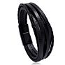 Easy Open Metal Knot Black Plain Leather Bracelet for Men