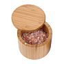 Eco-Friendly Kitchen Products Bamboo Wood Triple Salt Spices Storage Container Box with Magnetic Swivel Lids