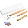 Eco-Friendly Kitchen Products Stainless Steel Original Wood Handle Curved Trimming Knife Bread Lame Danish Dough Whisk Set