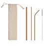 Eeo-Friendly Reusable Drinking Straws Set with Bag Customized Logo 304 Stainless Steel Metal Straw
