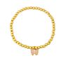 Elastic Gold Plated Copper Beads Stretch Bracelet Enamel Butterfly Charm Bracelet