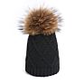 Excellent Design Big Fur Pompom Plain Beanie Hat for Women Men
