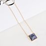 Exquisite Square Natural Stone Pendant Necklace Personalized Blue Pink Quartz Geometric Square Turquoise Stone Pendant Necklace