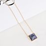 Exquisite Square Natural Stone Pendant Necklace Personalized Blue Pink Quartz Geometric Square Turquoise Stone Pendant Necklace