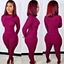 Fall Half High Neck Long Sleeve and Leggings Two Piece Pants Set Women Solid Color Big Pit Strip Jogging Tracksuit Lounge Wear