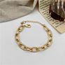 Finetoo Luxury Gold Cuban Link Chain Bracelet Gold Plated Punk Style Chunky Charm Bracelets for Women
