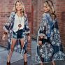 Flower Lace Beach Cover up Swimwear Kimono Flare Sleeve See through Long Cardigan Bikini Outer Cover Cover-Ups Coldker