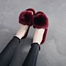Fluffy Indoor Comfort Shoes Warm Open Toe with Ball Plush Slides Women's Color Matching Popular Hair Ball Fur Slippers