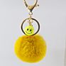 Fur Ball Keyring Imitation Faux Rex Rabbit Fur Ball Keychain Creative Car Key Chain Acrylic Smiley Hair Ball Pendant