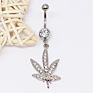 Gaby Cz Dangle Gem Weed Leaf 316L Surgical Steel Belly Rings Body Piercing Jewelry