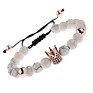 8mm white turquoise Crown Zircon Beads Bracelet