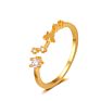 Gold Plated Cubic Zirconia 12 Zodiac Sign Letters Fine Jewelry for Women Men Birthday Gift Bijoux Constellation Rings