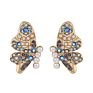 Gold Plated Statement Pearl Stud Earrings Jewelry Colorful Rhinestone Butterfly Wings Earrings for Women