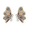 Gold Plated Statement Pearl Stud Earrings Jewelry Colorful Rhinestone Butterfly Wings Earrings for Women