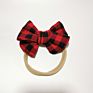 Hand Tied Toddler Nylon Headbands Buffalo Plaid Bow for Baby Girls Pinwheel Bow Hair Band Headband Christmas