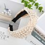 Hande Made Knotted Wide Headbands Women Lace and Pearl Elastic Accessories Headband