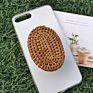 Handmade Bamboo Woven Rattan Airbag Telescopic Mobile Phone Holder Desktop Lazy Phone Grip Gift Jewelry Phone Socket