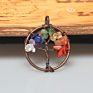 Handmade Wisdom Life Tree Pendant 7 Chakra Stone Rainbow Rose Green Crystals Necklaces