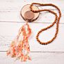 Handmade Wooden Disc Bead Beaded Pendant Women's Necklace Pearl Crystal Leopard Fabric Tassel Long Wool Chain
