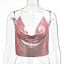 High Street Metal Sequin Halter Neck Backless Crop Tops Women