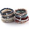 Holiday Gift Handmade Women Bracelet 10Mm Assort Crystal Glass Beads Bracelet 5 Different Pave Ball Color Elastic Charm Bracelet