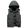 Hooded Men Vest Puffer Sleeveless Jacket Active Gilet Padded Vest Men Removable Hooded Outwear Jacket