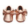 Infant Genuine Leather Shoes for Girls Rose Gold Toddler Bow Fringe Soft Soled First Walkers Kids Girl Moccasins Non-Slip Shoes