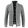 Jacketown 5 Colors Standing Collar Long Sleeves Fit Plain Blank Cardigan Knit Sweater Jacket with Zipper Stylish Bomber