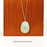 Jd Gemstone Copper Edging Necklace Oval Pendant Rose Quartz Jade Amazonite Gray Moonstone Semi-Precious Stone Jewelry