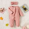 K1119387 Baby Clothing Footed Rompers Pajamas Cute Solid Color Long Sleeve Button down Kid Newborn Girl Boy Jumpsuits