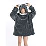 Kids Design Animal Rabbit Oversized Grey Sherpa Sweatshirt Wearable Hooded Blankets Hoodie Blanket