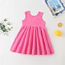 Kids Fall Wear Manufacturers Eco-Friendly Solid Color 95% Cotton Daily Life Dress for Girl