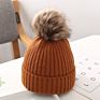 Kids Warm Embroidered Knitted Beanie Cap with Pom Pom