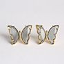 Korean Jewelry Color Transparent Glass Butterfly Earrings Needle Crystal Butterfly Stud Earrings