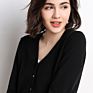 Korean Style Fall V Neck Long Sleeve Button down Plain Knitted Cardigan Sweater