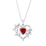 Krkc Women Jewelry 925 Sterling Silver 18K White Rose Gold Plated Garnet Gemstone Heart Shape Pendant Heart Necklaces