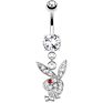 Ladies' Most Popular Styles Year Bunny Dangle Navel Ring Stainless Steel Rabbit Belly Piercing Jewelry