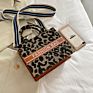 Large Capacity Retro Leopard Print Girl Single Shoulder Bag Canvas Handbag for Women