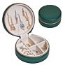 Leather Jewellery Packaging Storage Ring Earing Necklace Jewel Organizer Case Small round Travel Jewelry Box