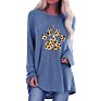 Leopard Cat Paw Print Long Sleeve Loose round Neck T-Shirt Top Women