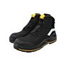 Light Genuine Leather Black Mid Cut Safety Shoes with Steel Toe for Man