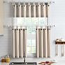 Linen Color Striped Design 3 Piece Tab Top Cotton Kitchen Curtains and Valances Set Ready Made